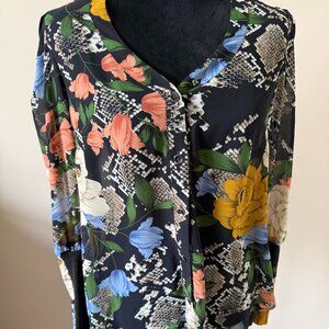 EUC CABI Snakecharmer Multicolor Floral Button-Up Blouse